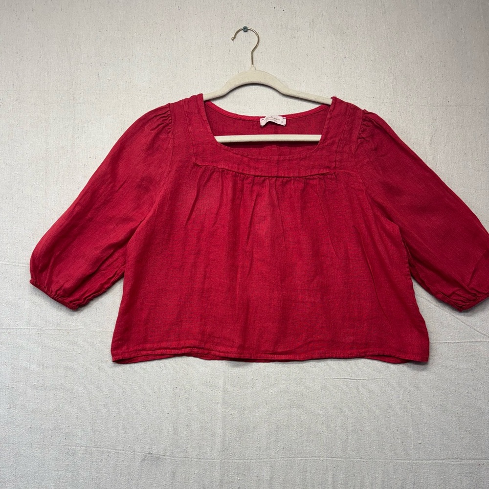 Red Square Neck Blouse